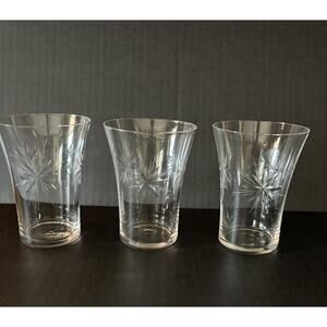 Vintage Fostoria Glass Sunburst Tumbler Juice 8oz. Flat Bottom 4"H Lot of 3